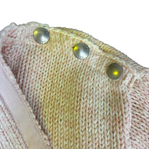 Chaps Cozy Funnel Neck Sweater Plus 3XL Pink Cream Button Shoulder Classic Style - Picture 5 of 9